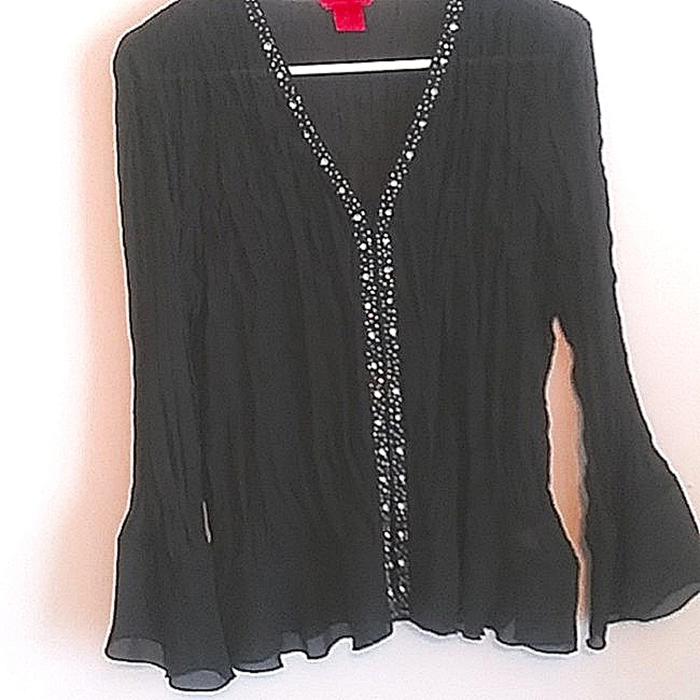Woman's top black sequined accents XL